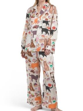 KAREN MABON 2pc satin top and pants pajama set